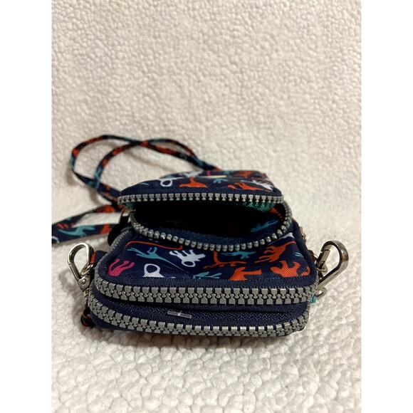 BAO BAO HUI Crossbody 7x4 Navy w/ Red & Blue Dinosaurs  Purse Wallet Travel Bag - Picture 5 of 7